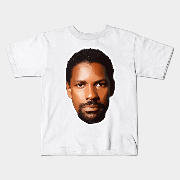 Young Denzel Washington Vector Art Kids T-Shirt by Playful Creatives